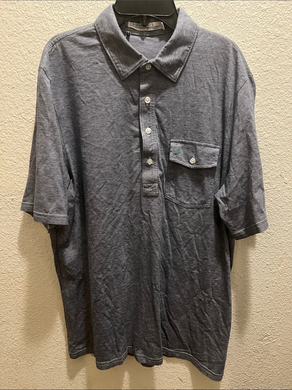 Criquet Men's Slate Blue Heather Polo with Chest Pocket